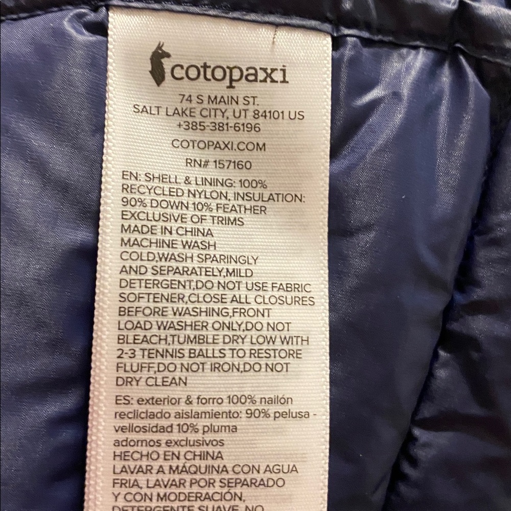 Cotopaxi Women’s Fuego Down Jacket Puffer Puff Blue Pink NWT Ink Rosewood Size M - Picture 7 of 7